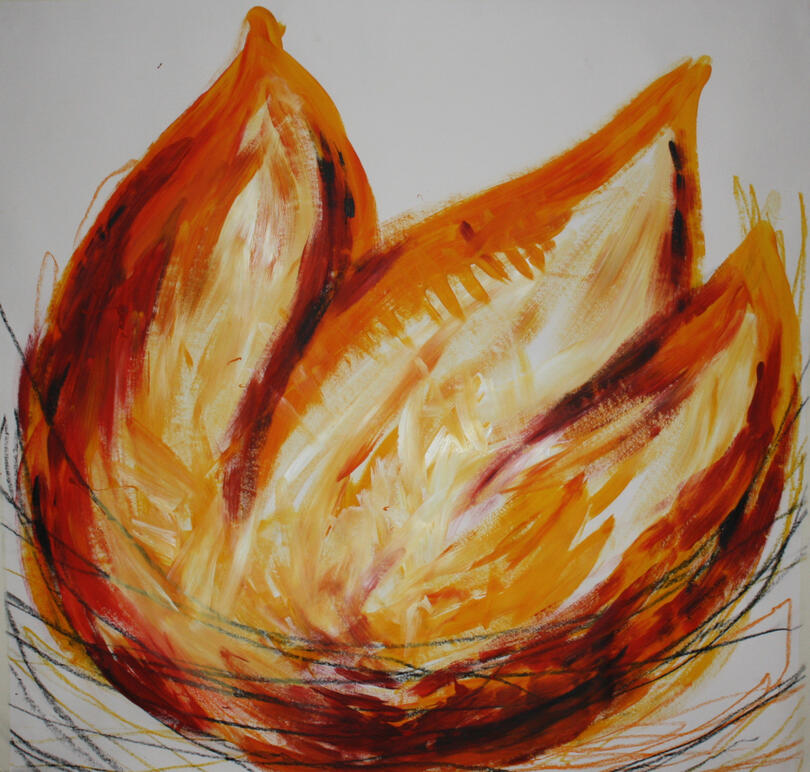 Oil pastel and acrylic